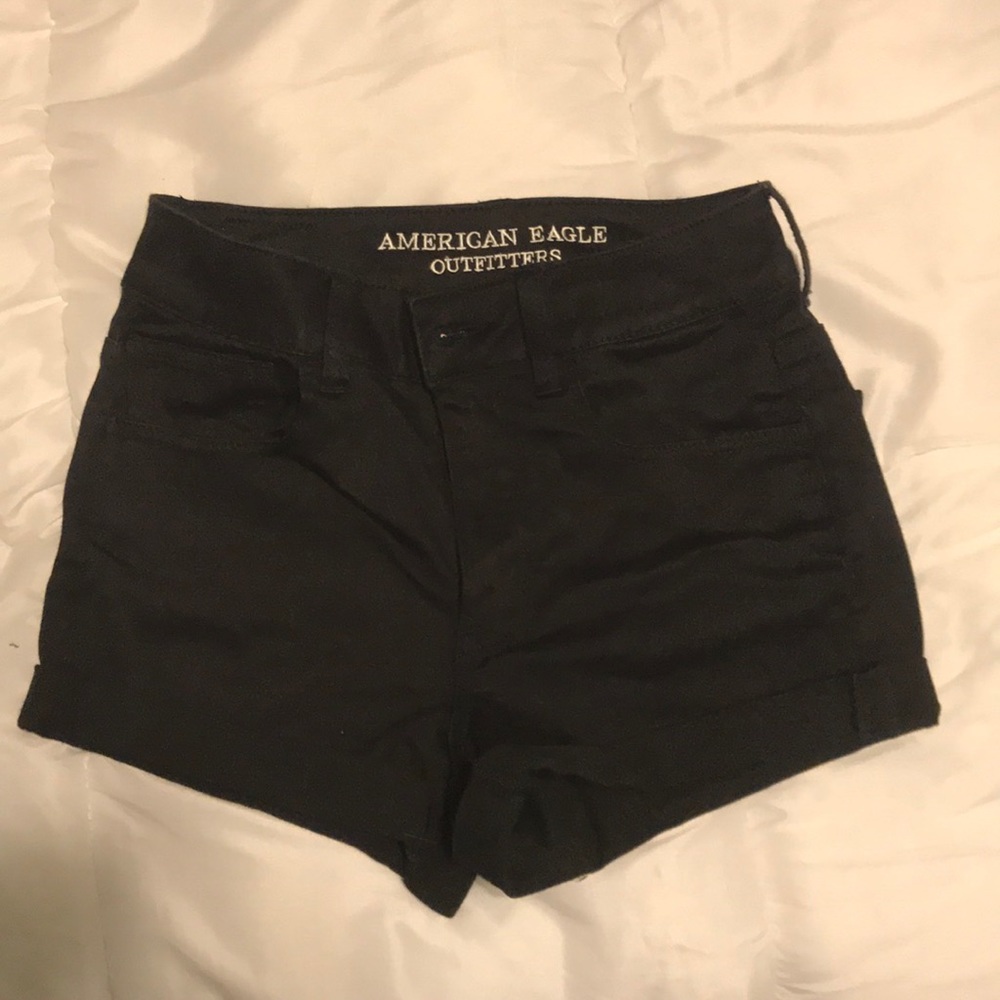 American eagle high rise black jean shorts